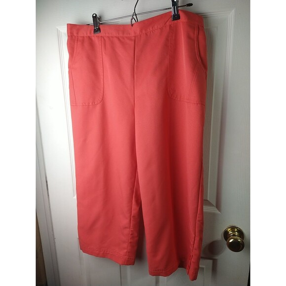 Alfred Dunner Woman 16 Coral Cropped Wide Leg Capri Flat Front Pocket Casual - Picture 1 of 7
